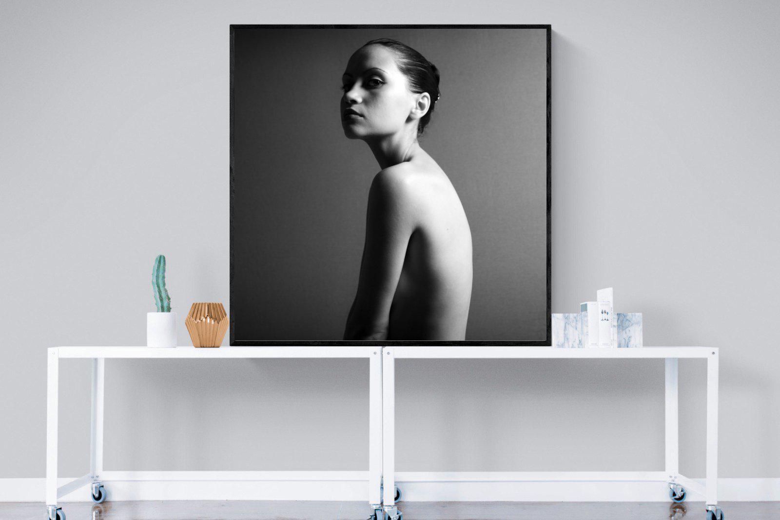 Elegant Nude-Wall_Art-120 x 120cm-Mounted Canvas-Black-Pixalot