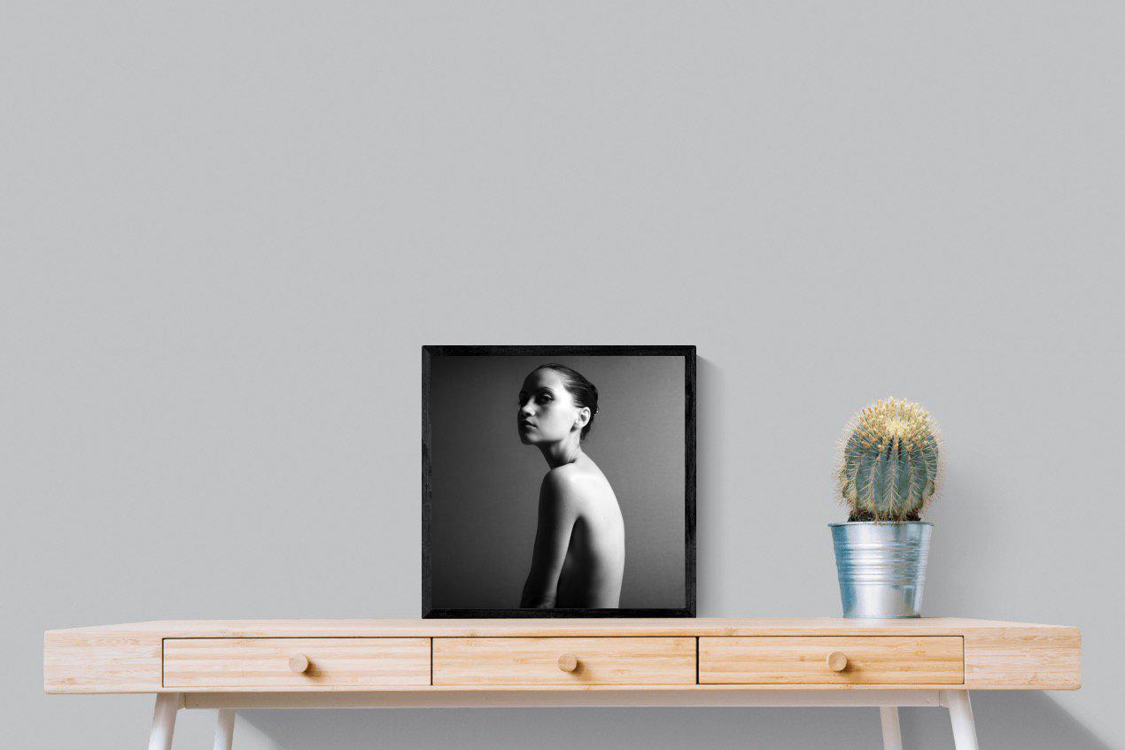 Elegant Nude-Wall_Art-50 x 50cm-Mounted Canvas-Black-Pixalot