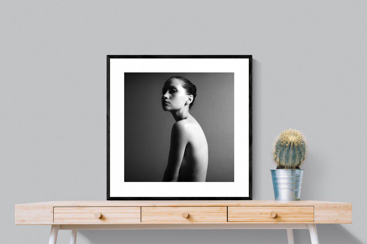 Elegant Nude-Wall_Art-80 x 80cm-Framed Print-Black-Pixalot