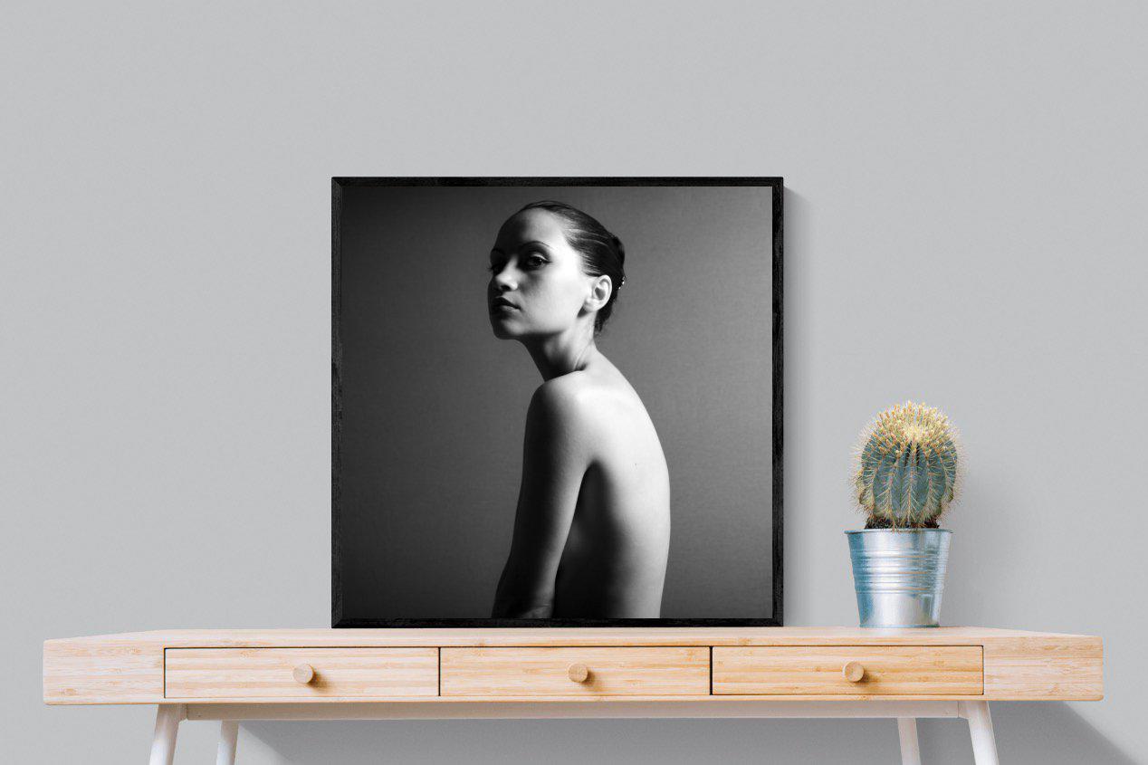 Elegant Nude-Wall_Art-80 x 80cm-Mounted Canvas-Black-Pixalot