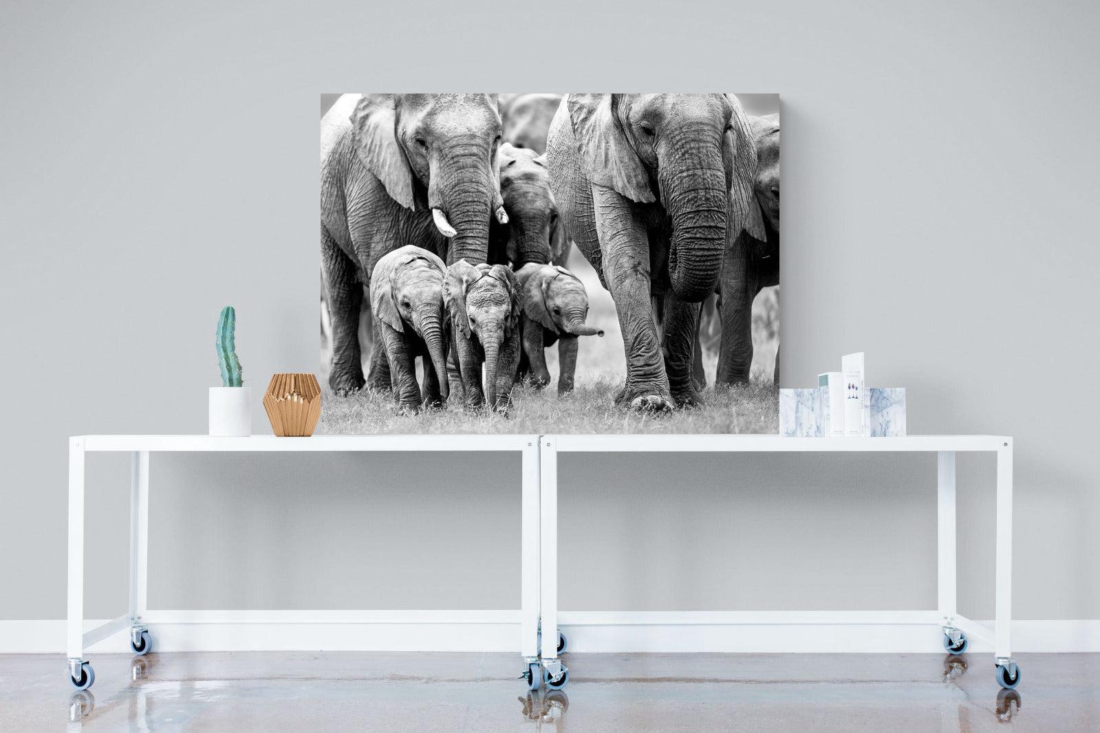 Elephant Family-Wall_Art-120 x 90cm-Mounted Canvas-No Frame-Pixalot