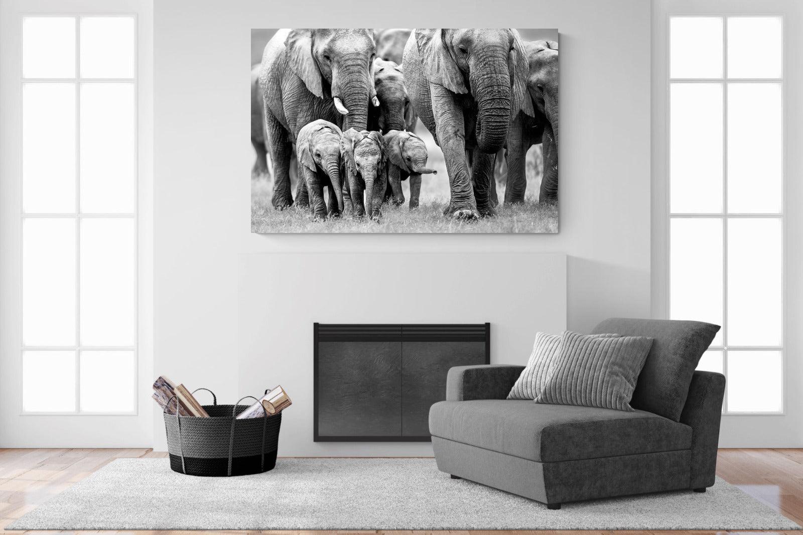 Elephant Family-Wall_Art-150 x 100cm-Mounted Canvas-No Frame-Pixalot