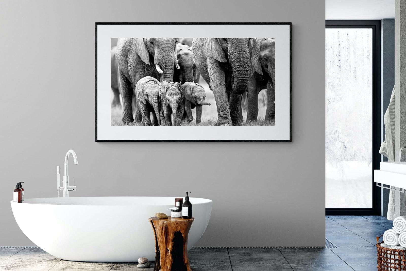 Elephant Family-Wall_Art-180 x 110cm-Framed Print-Black-Pixalot