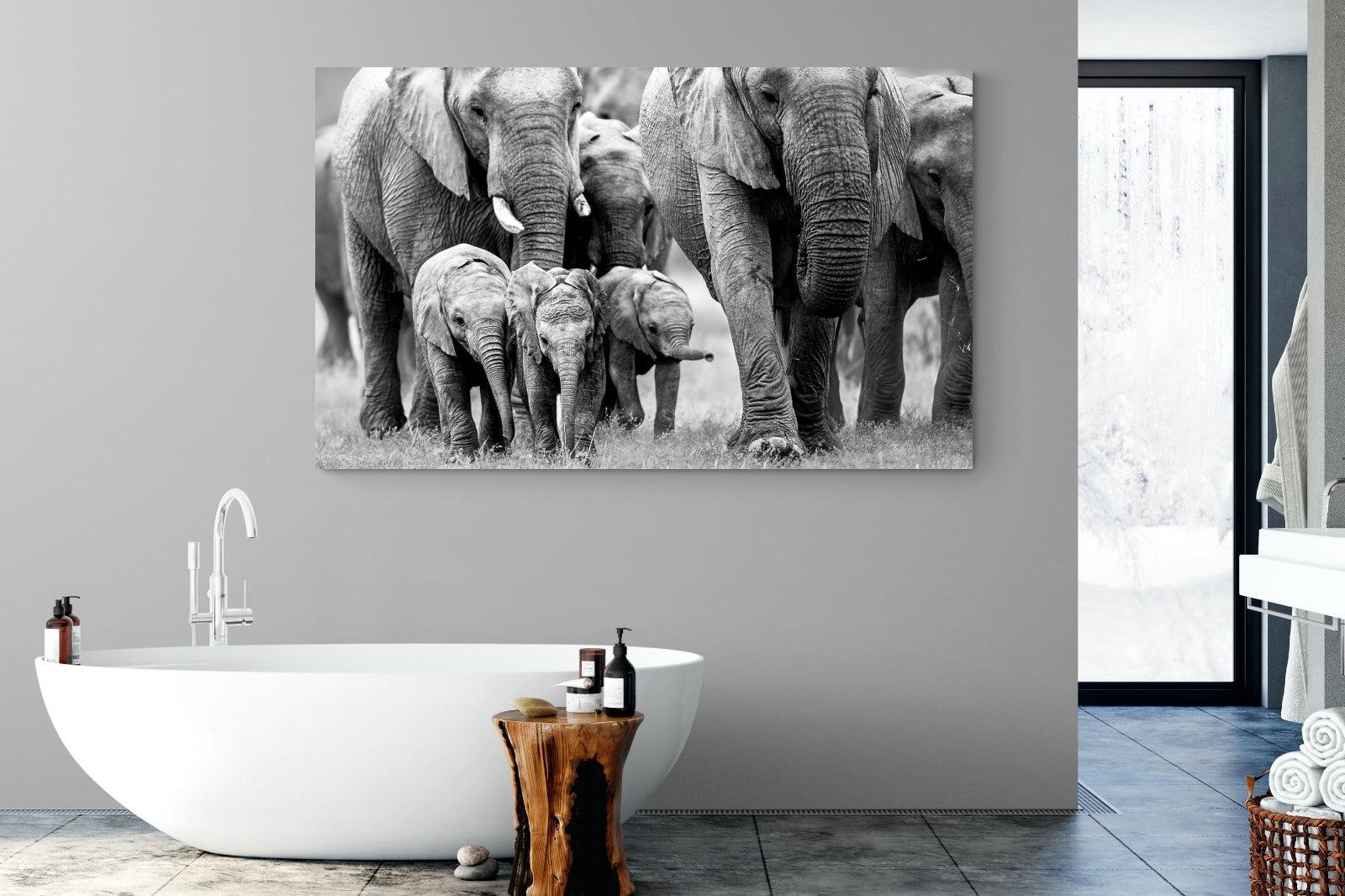 Elephant Family-Wall_Art-180 x 110cm-Mounted Canvas-No Frame-Pixalot
