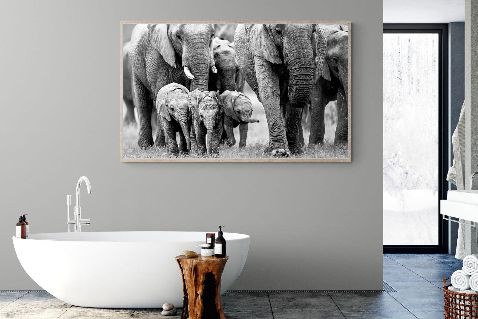 Elephant Family-Wall_Art-180 x 110cm-Mounted Canvas-Wood-Pixalot