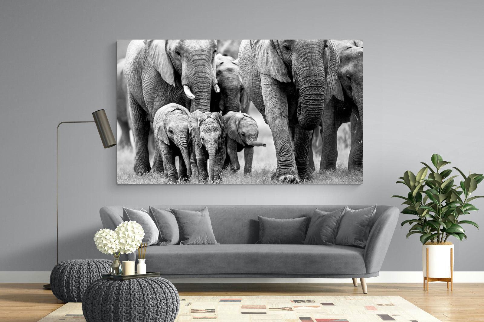 Elephant Family-Wall_Art-220 x 130cm-Mounted Canvas-No Frame-Pixalot