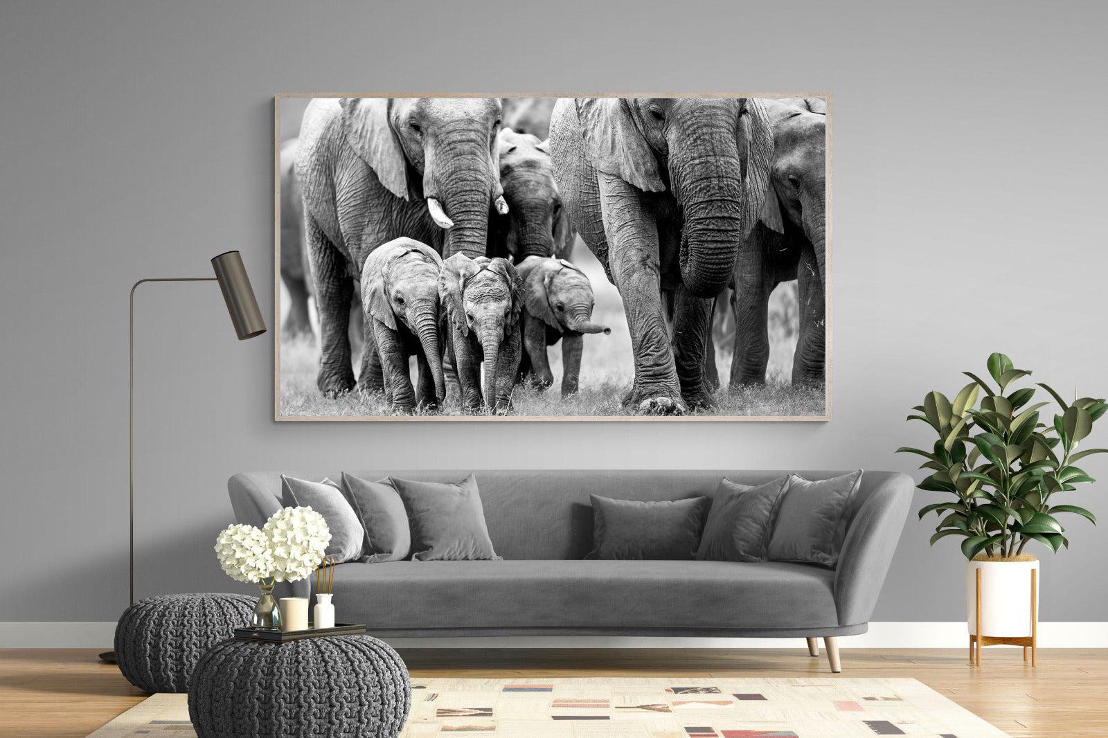 Elephant Family-Wall_Art-220 x 130cm-Mounted Canvas-Wood-Pixalot