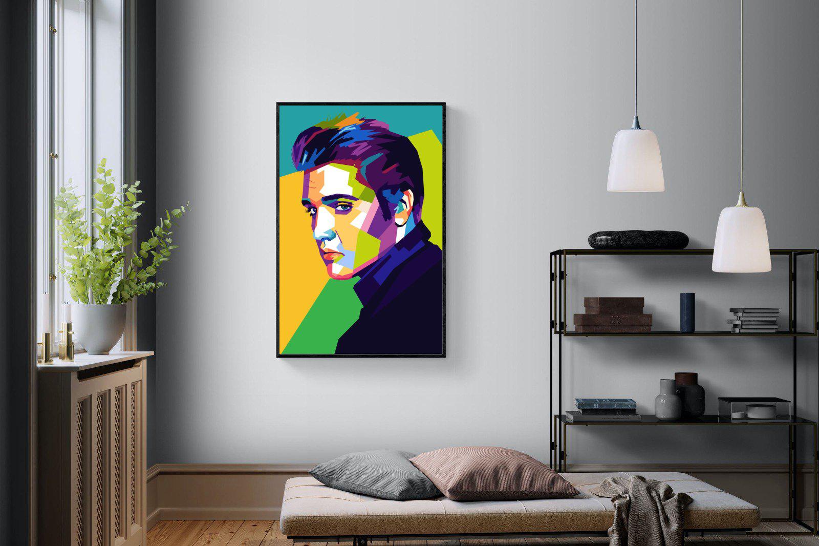 Elvis-Wall_Art-100 x 150cm-Mounted Canvas-Black-Pixalot