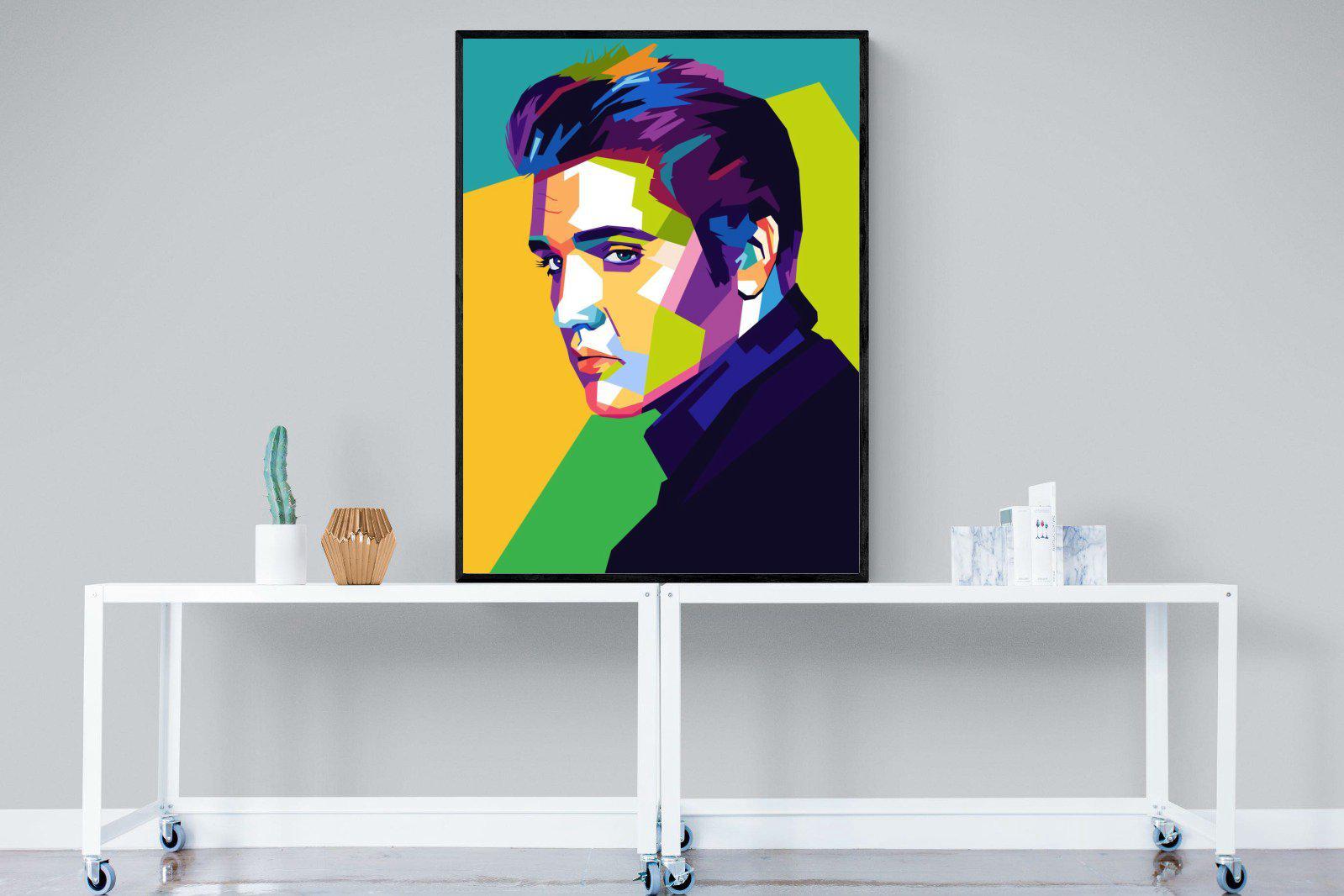 Elvis-Wall_Art-90 x 120cm-Mounted Canvas-Black-Pixalot