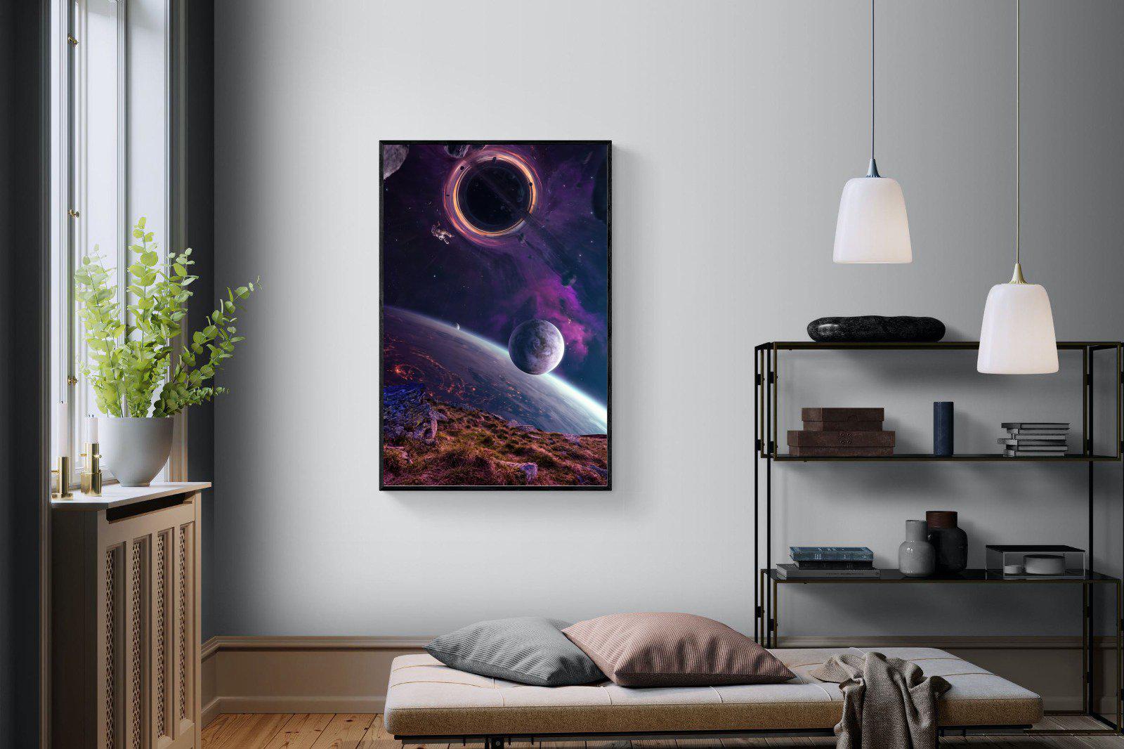 Escape From Earth-Wall_Art-100 x 150cm-Mounted Canvas-Black-Pixalot
