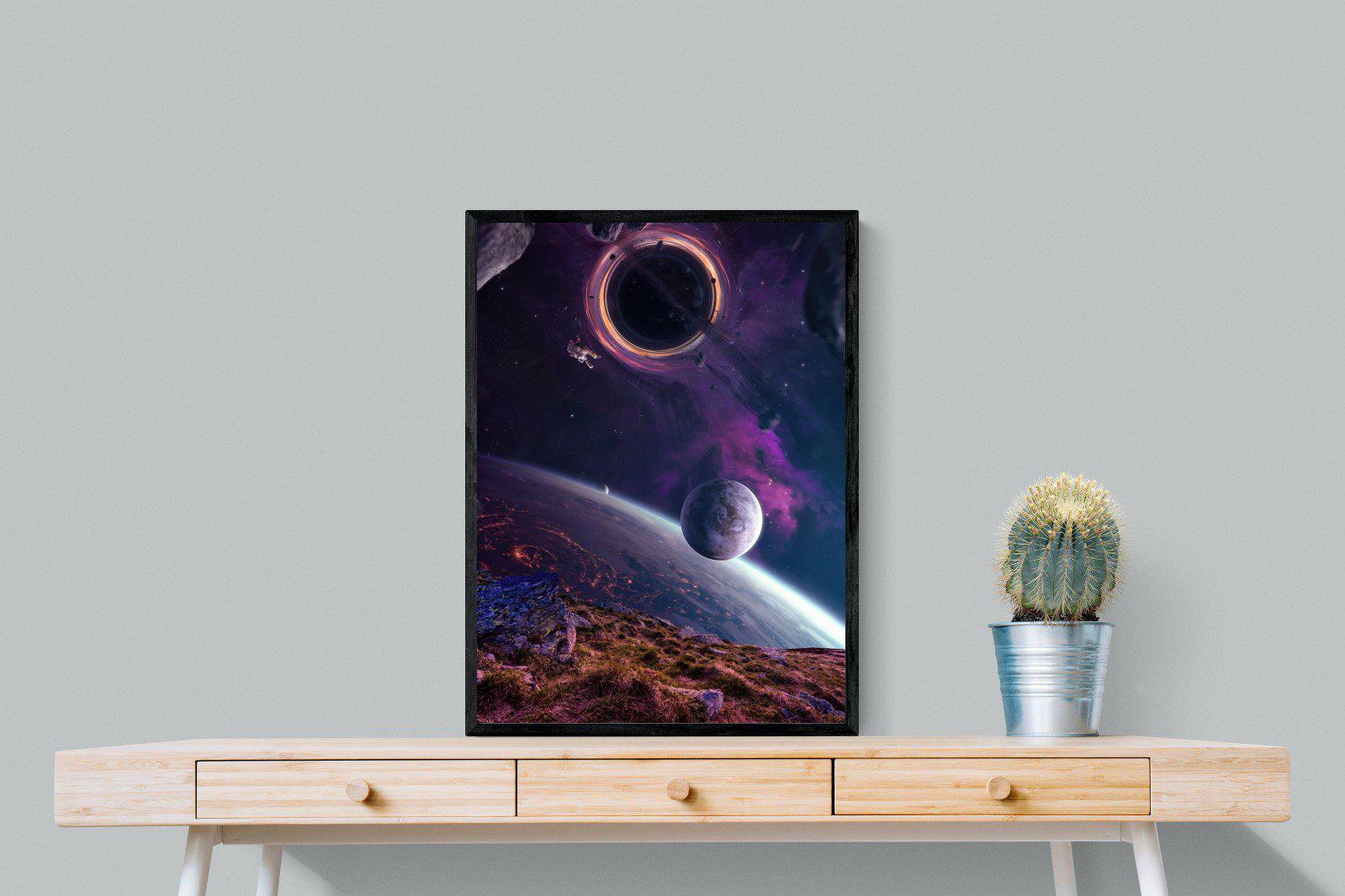 Escape From Earth-Wall_Art-60 x 80cm-Mounted Canvas-Black-Pixalot