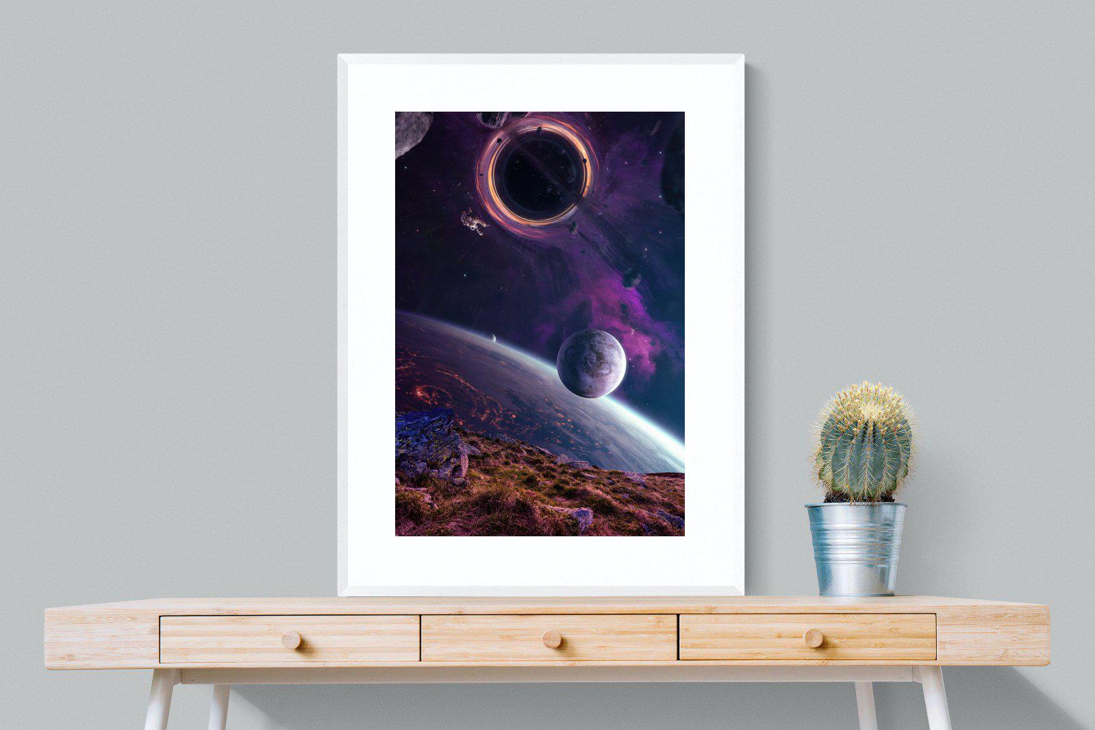 Escape From Earth-Wall_Art-75 x 100cm-Framed Print-White-Pixalot