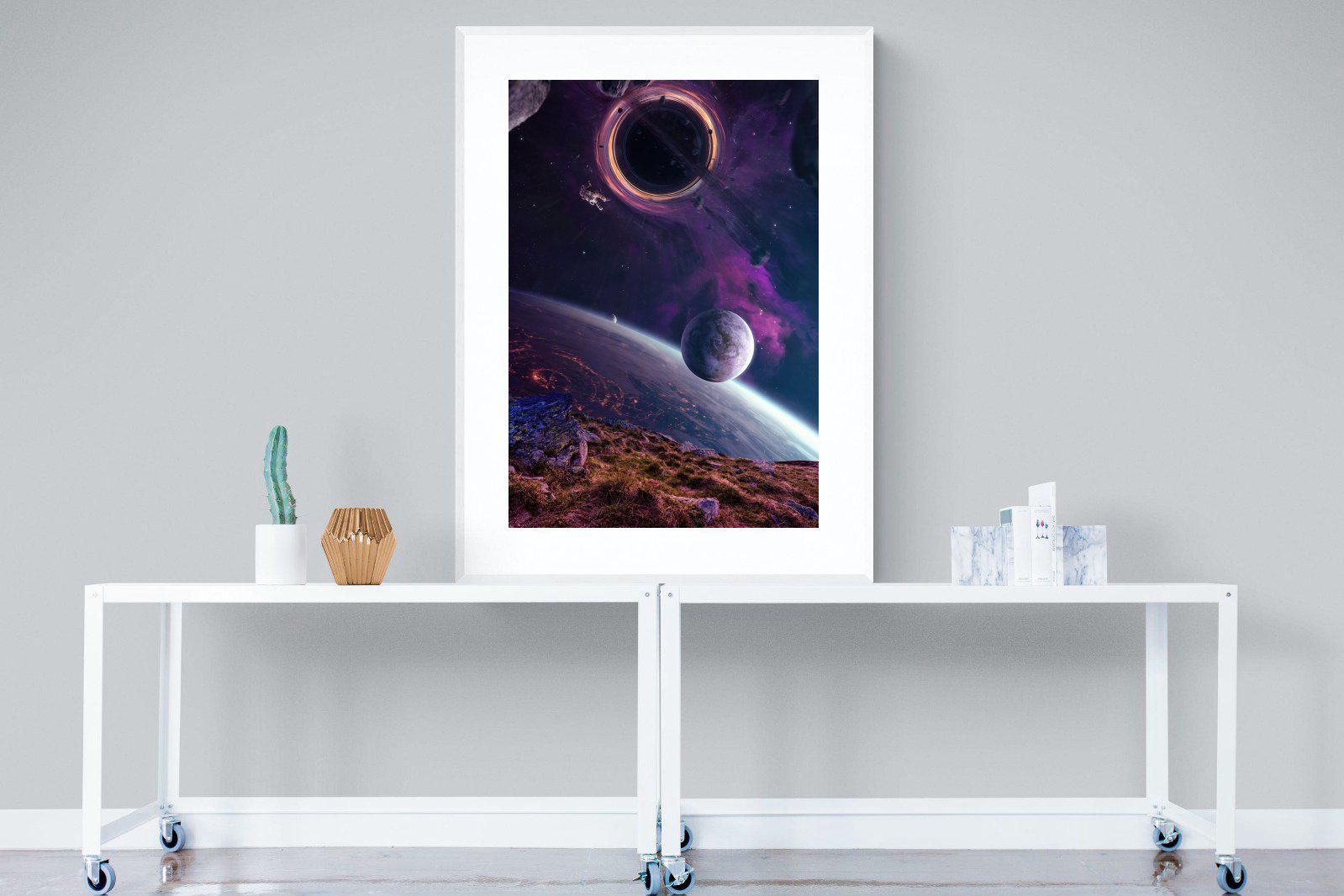Escape From Earth-Wall_Art-90 x 120cm-Framed Print-White-Pixalot