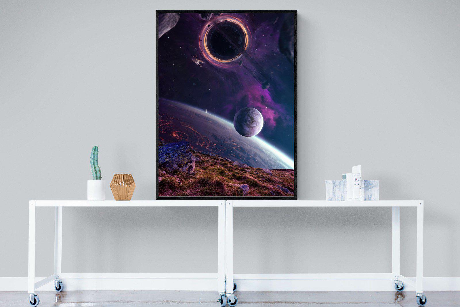 Escape From Earth-Wall_Art-90 x 120cm-Mounted Canvas-Black-Pixalot