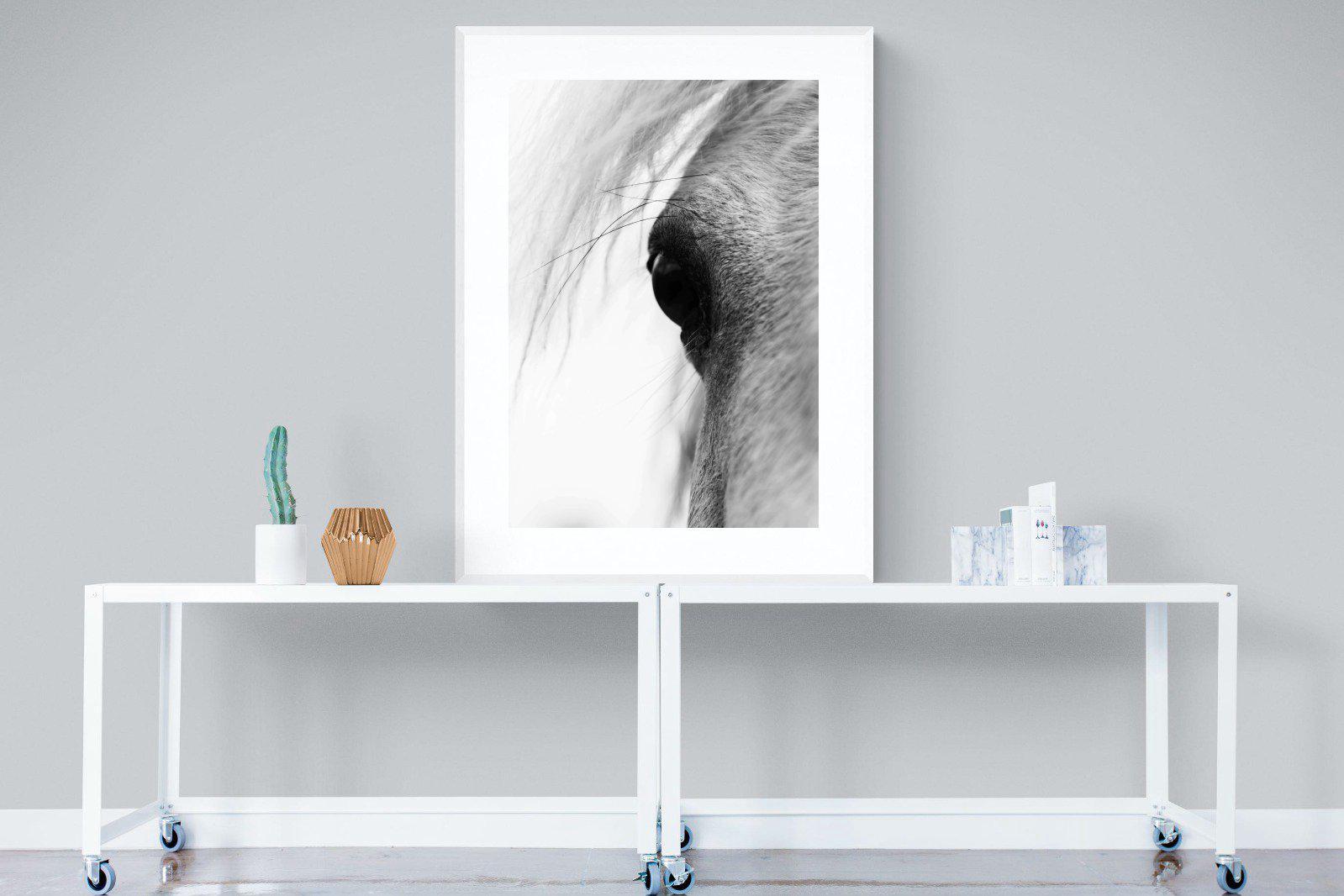 Eye of the Horse-Wall_Art-90 x 120cm-Framed Print-White-Pixalot