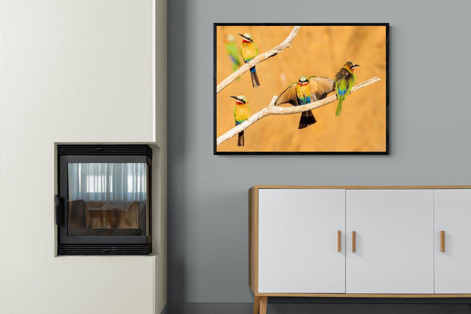 Feathered Friends-Wall_Art-100 x 75cm-Mounted Canvas-Black-Pixalot
