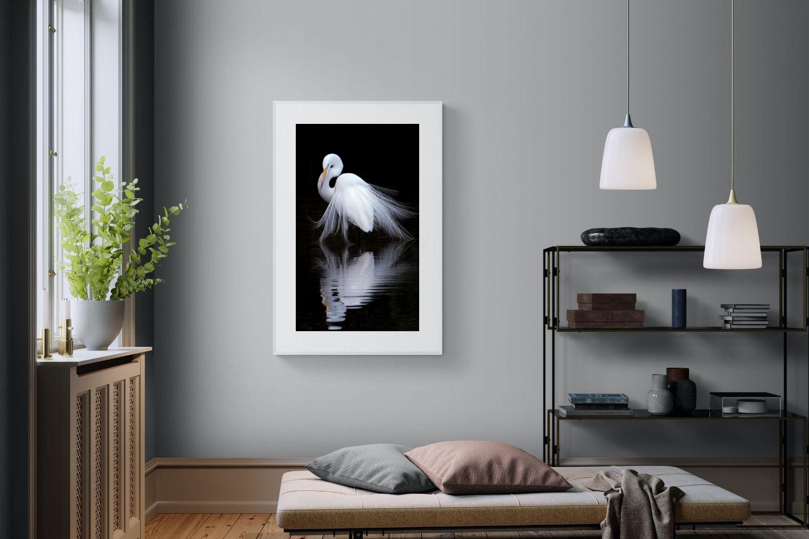 Feathered Reflection-Wall_Art-100 x 150cm-Framed Print-White-Pixalot