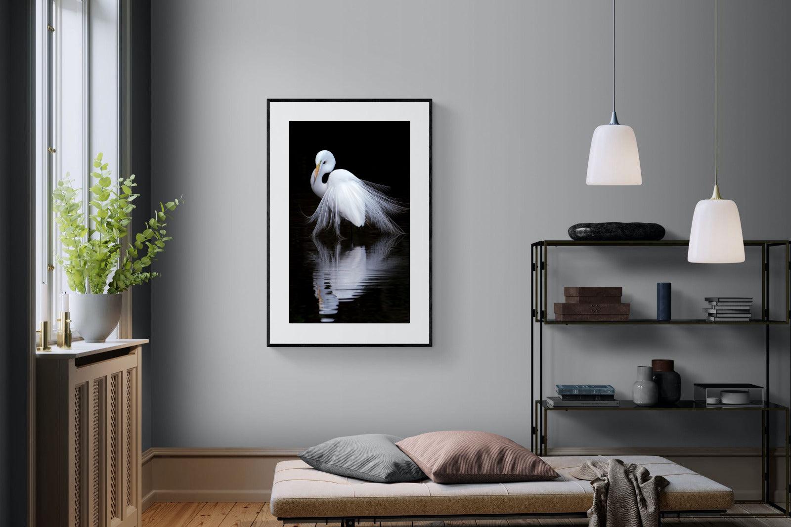 Feathered Reflection-Wall_Art-100 x 150cm-Framed Print-Black-Pixalot