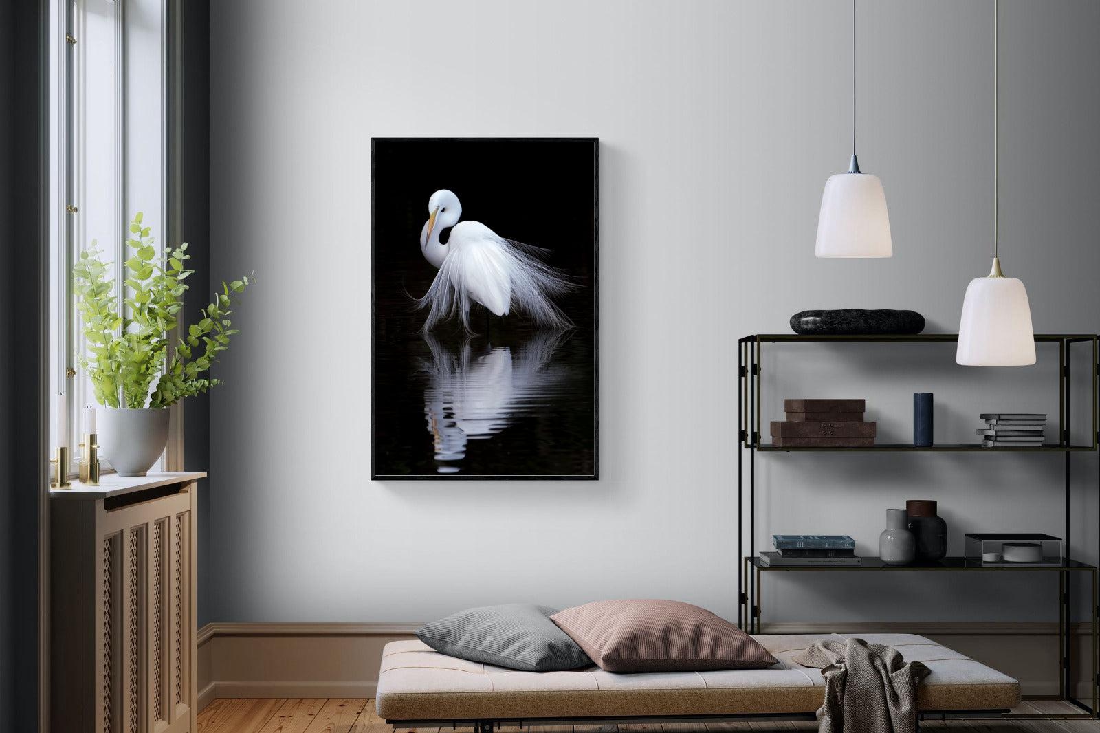 Feathered Reflection-Wall_Art-100 x 150cm-Mounted Canvas-Black-Pixalot