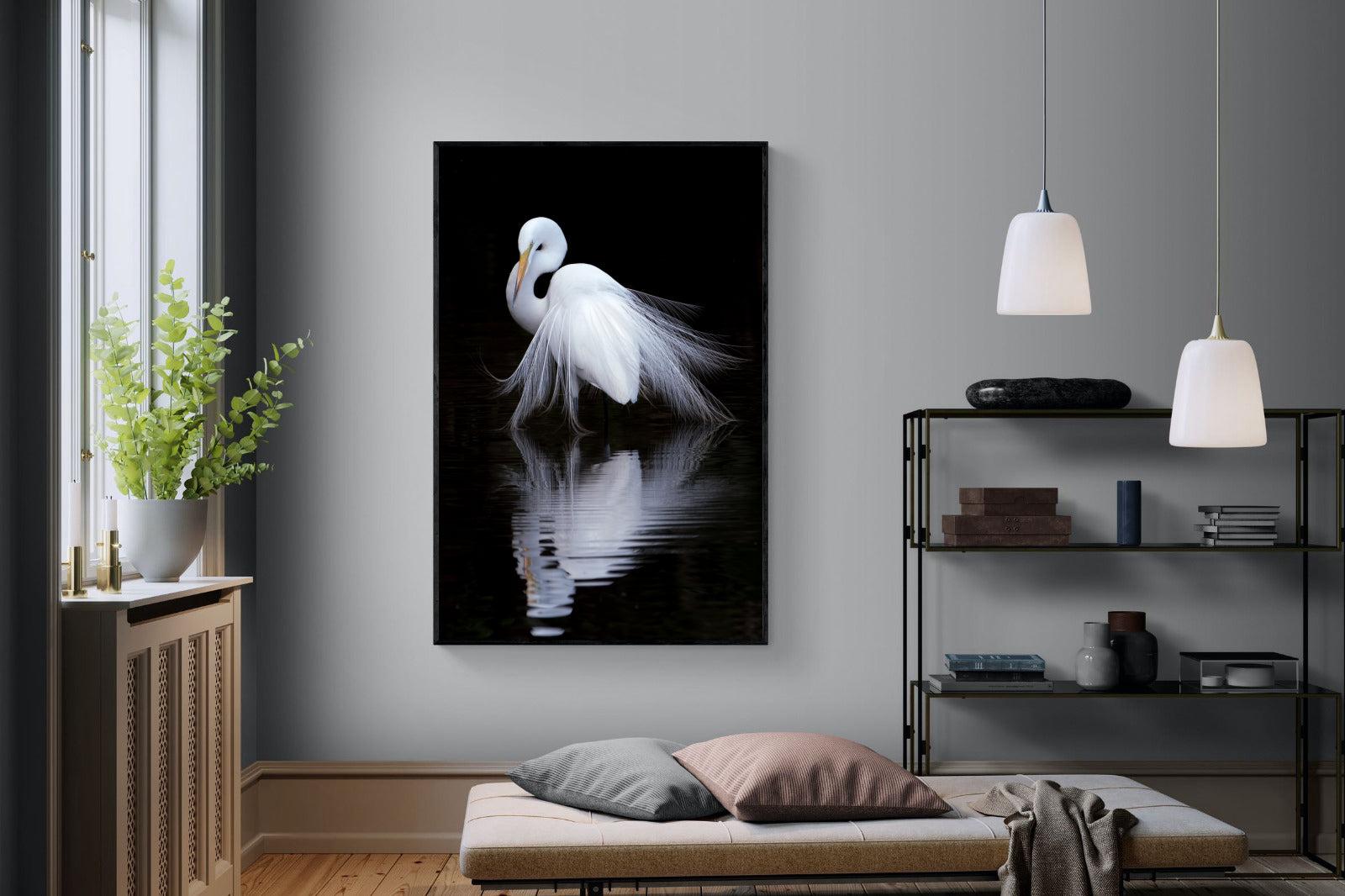 Feathered Reflection-Wall_Art-120 x 180cm-Mounted Canvas-Black-Pixalot