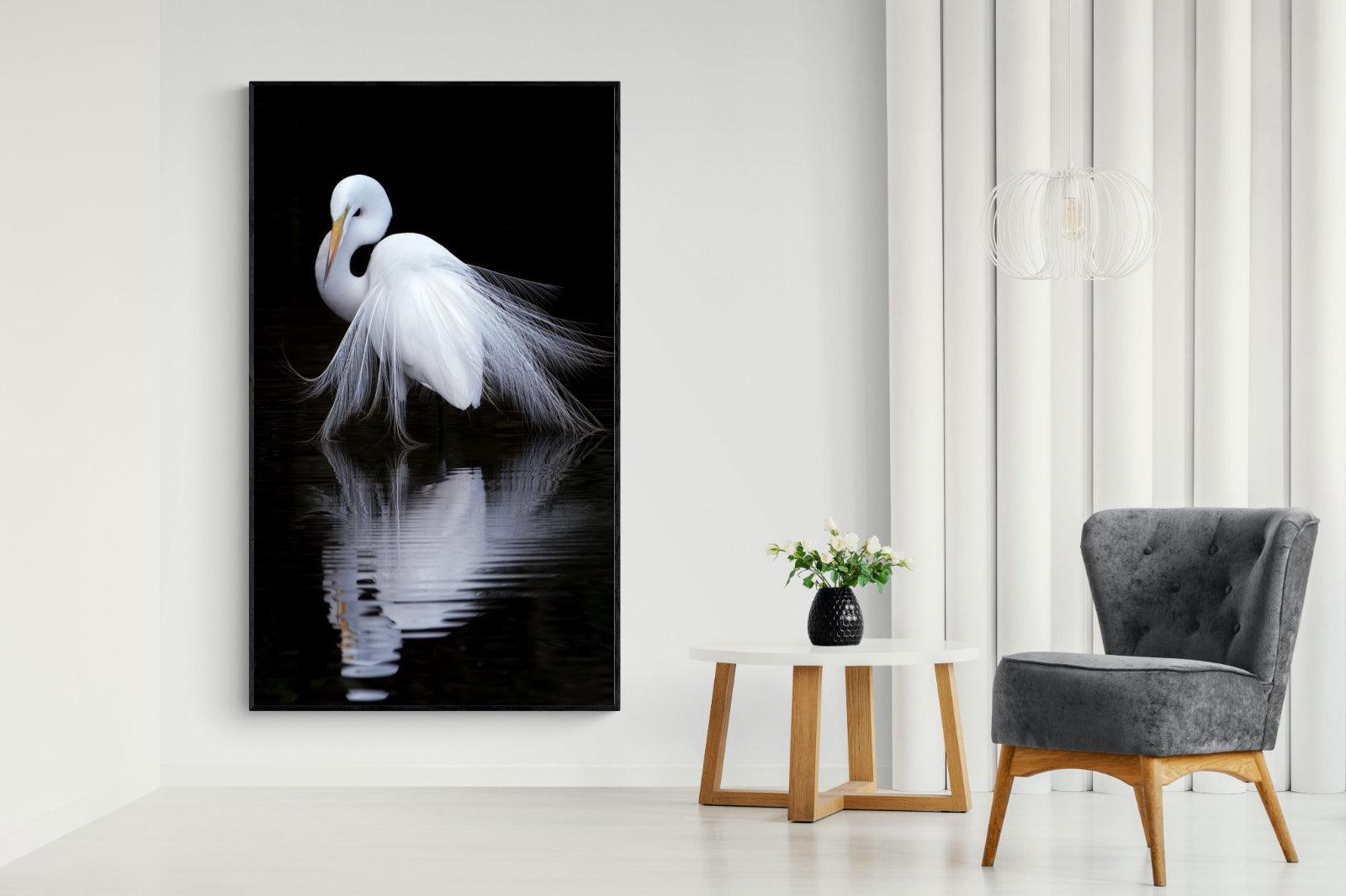 Feathered Reflection-Wall_Art-130 x 220cm-Mounted Canvas-Black-Pixalot
