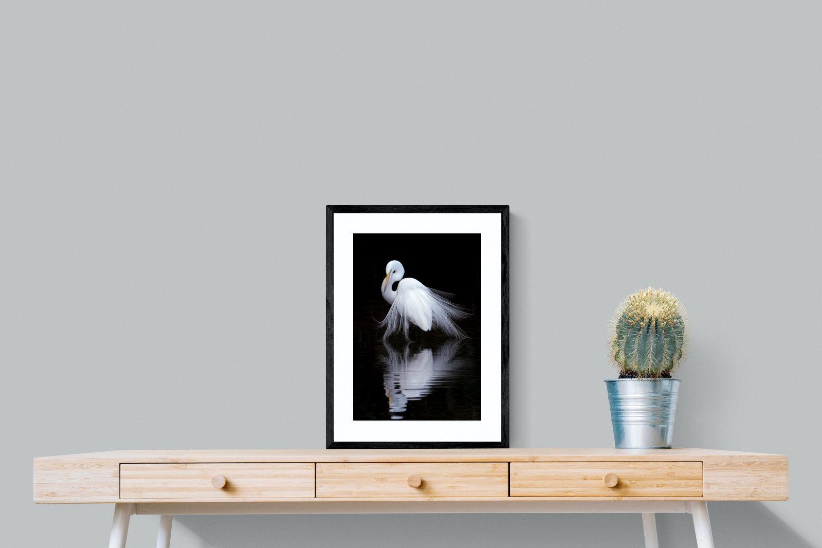 Feathered Reflection-Wall_Art-45 x 60cm-Framed Print-Black-Pixalot