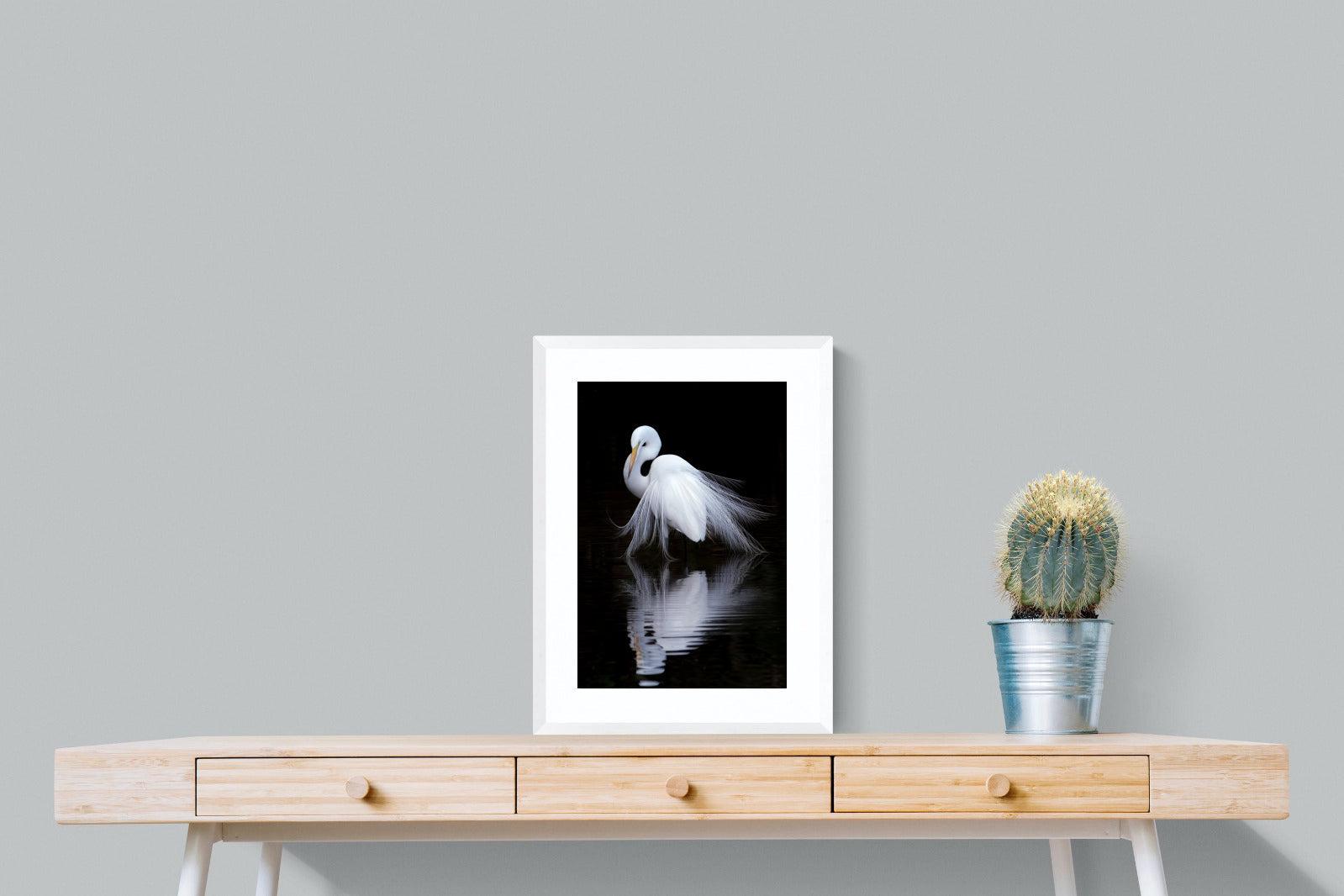 Feathered Reflection-Wall_Art-45 x 60cm-Framed Print-White-Pixalot