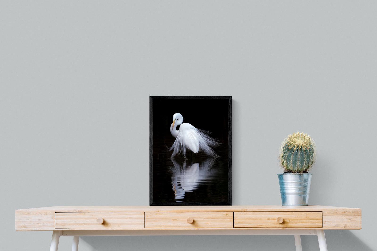 Feathered Reflection-Wall_Art-45 x 60cm-Mounted Canvas-Black-Pixalot