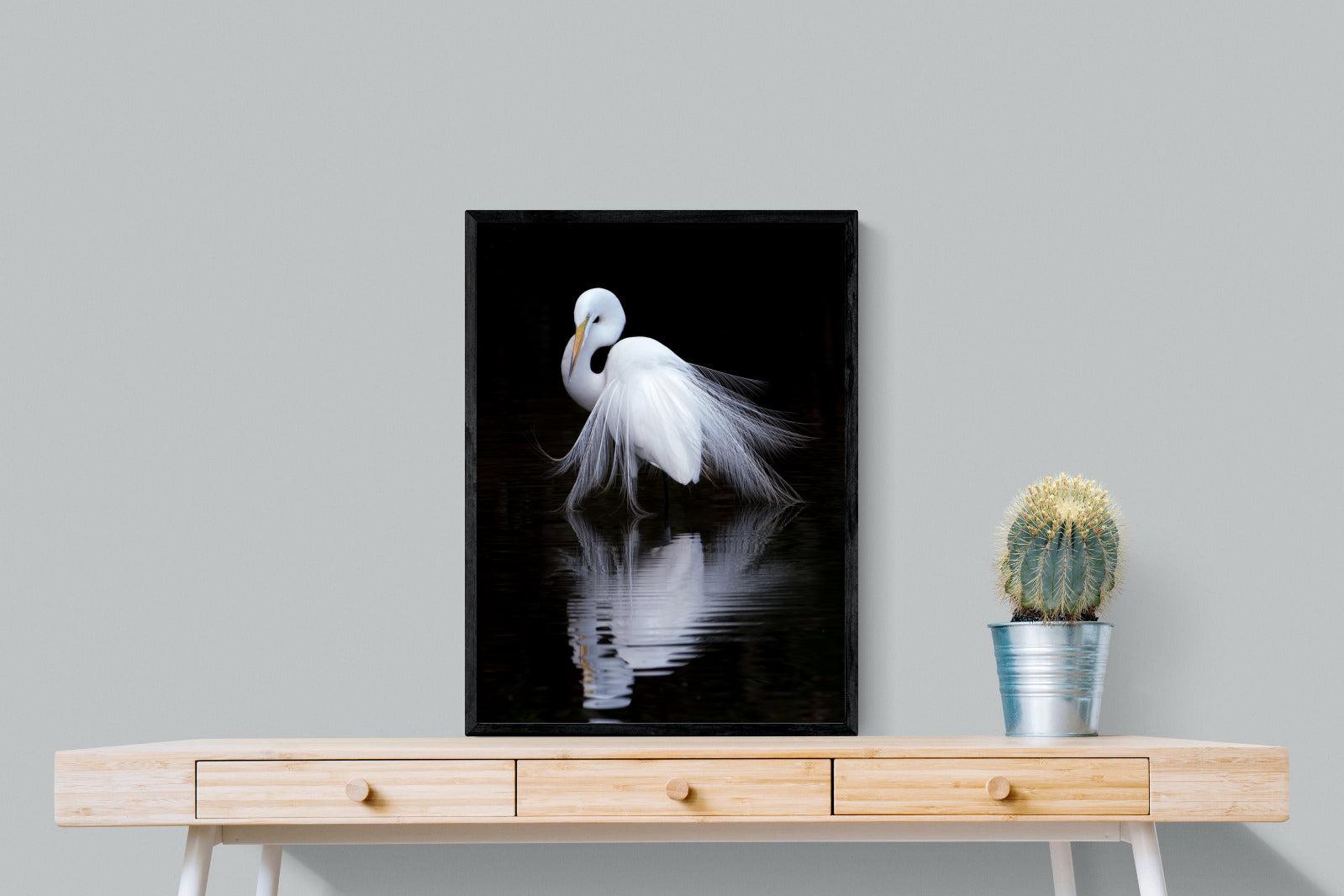 Feathered Reflection-Wall_Art-60 x 80cm-Mounted Canvas-Black-Pixalot
