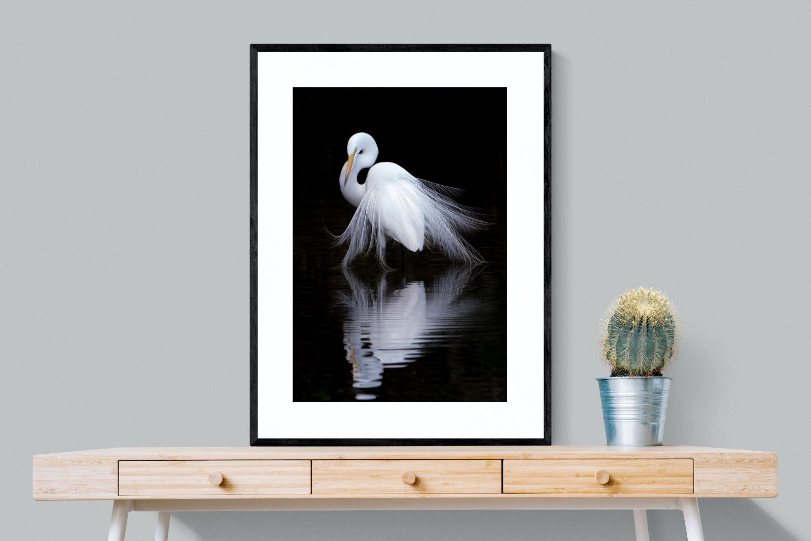 Feathered Reflection-Wall_Art-75 x 100cm-Framed Print-Black-Pixalot