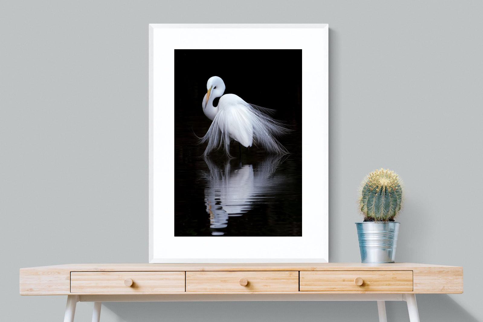 Feathered Reflection-Wall_Art-75 x 100cm-Framed Print-White-Pixalot