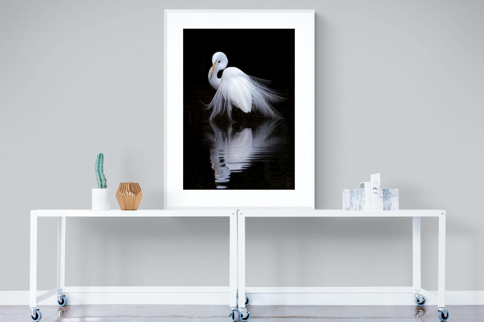 Feathered Reflection-Wall_Art-90 x 120cm-Framed Print-White-Pixalot