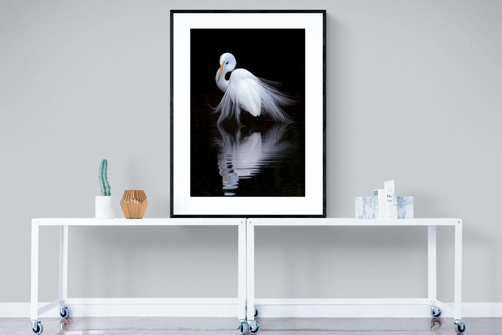 Feathered Reflection-Wall_Art-90 x 120cm-Framed Print-Black-Pixalot