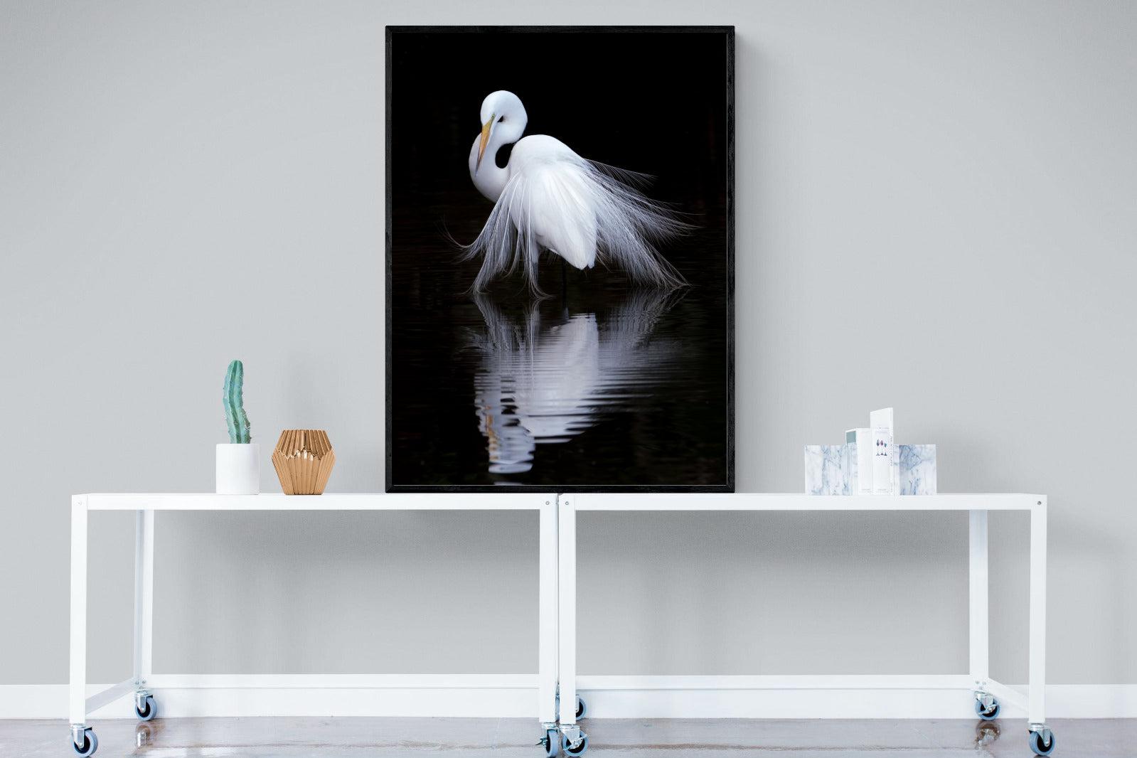 Feathered Reflection-Wall_Art-90 x 120cm-Mounted Canvas-Black-Pixalot