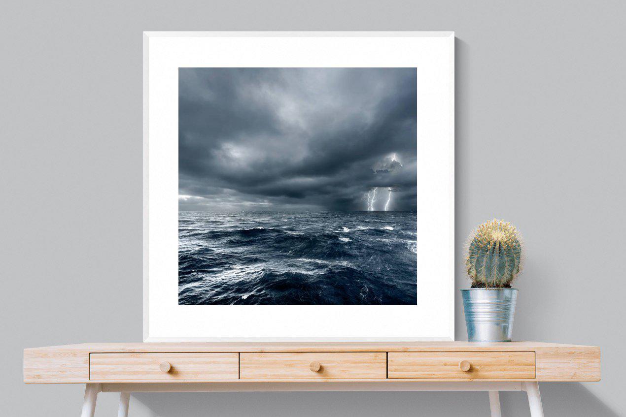Fierce Ocean-Wall_Art-100 x 100cm-Framed Print-White-Pixalot
