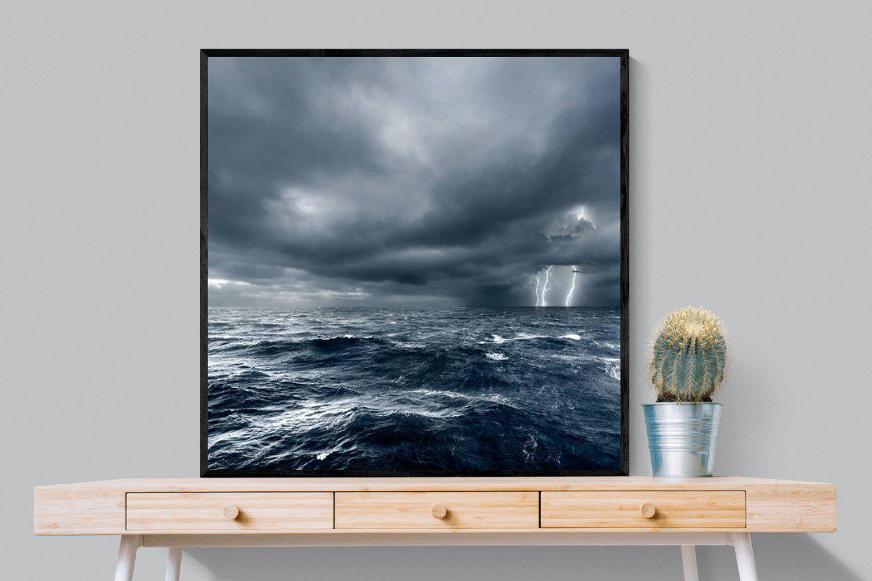 Fierce Ocean-Wall_Art-100 x 100cm-Mounted Canvas-Black-Pixalot