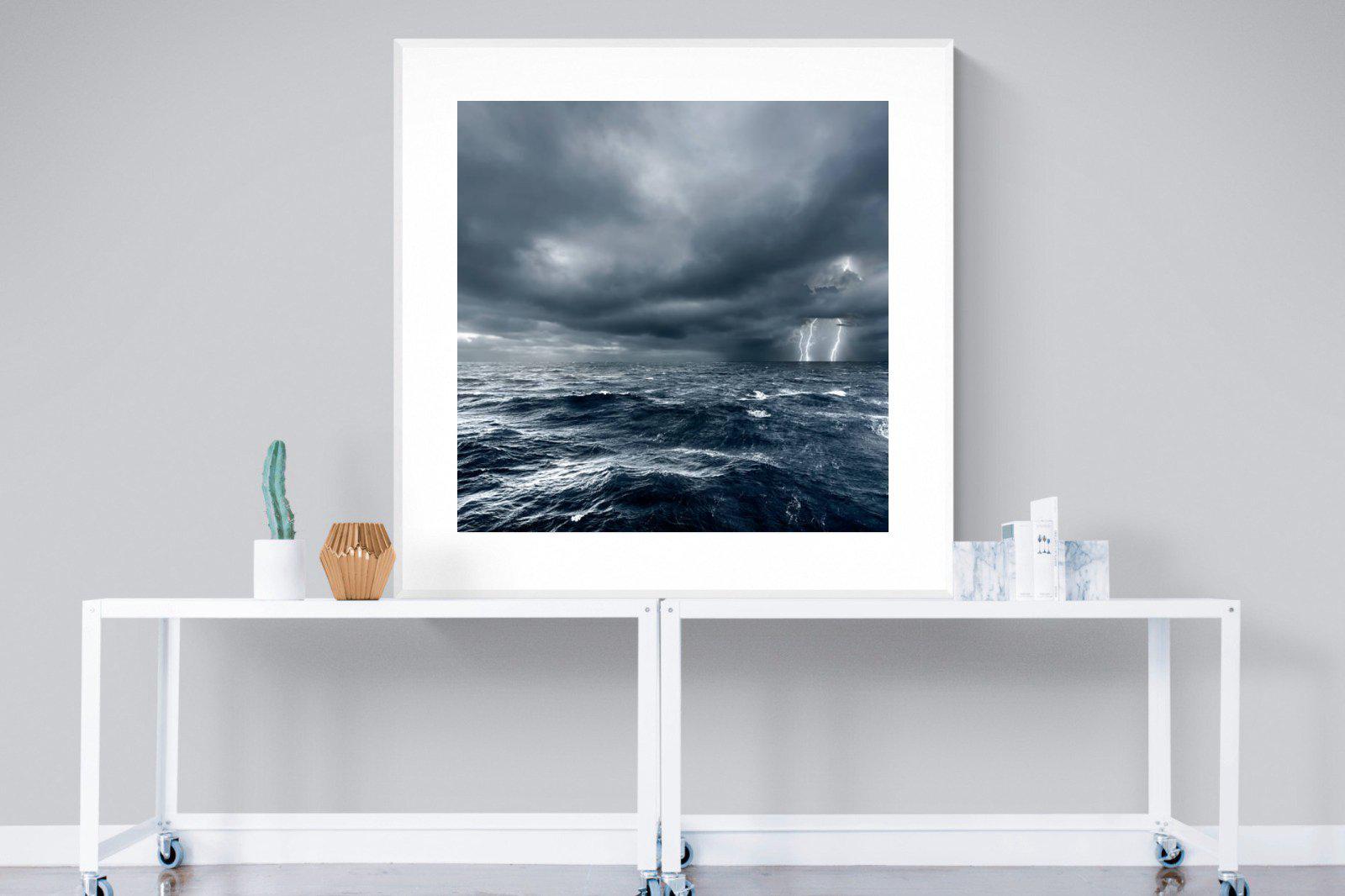 Fierce Ocean-Wall_Art-120 x 120cm-Framed Print-White-Pixalot