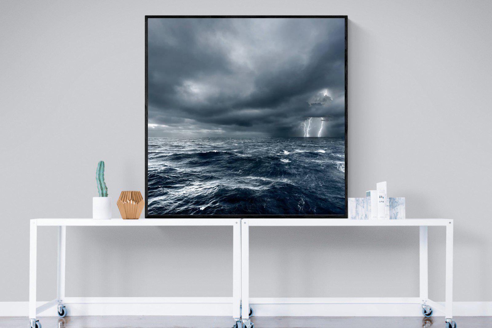Fierce Ocean-Wall_Art-120 x 120cm-Mounted Canvas-Black-Pixalot