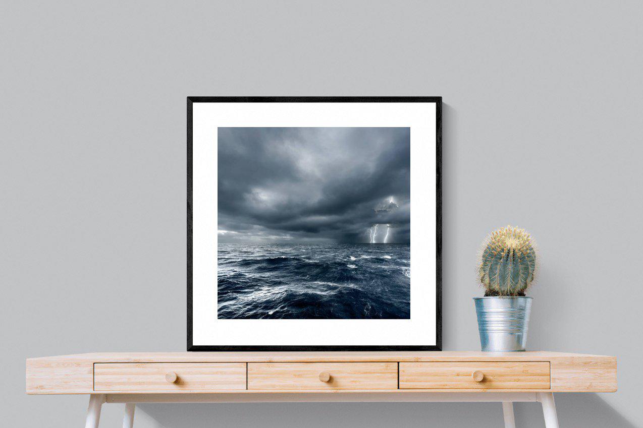 Fierce Ocean-Wall_Art-80 x 80cm-Framed Print-Black-Pixalot