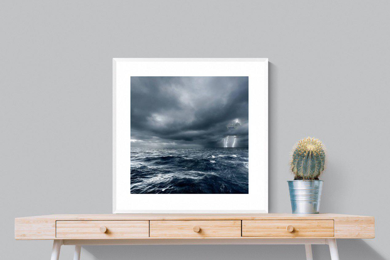 Fierce Ocean-Wall_Art-80 x 80cm-Framed Print-White-Pixalot