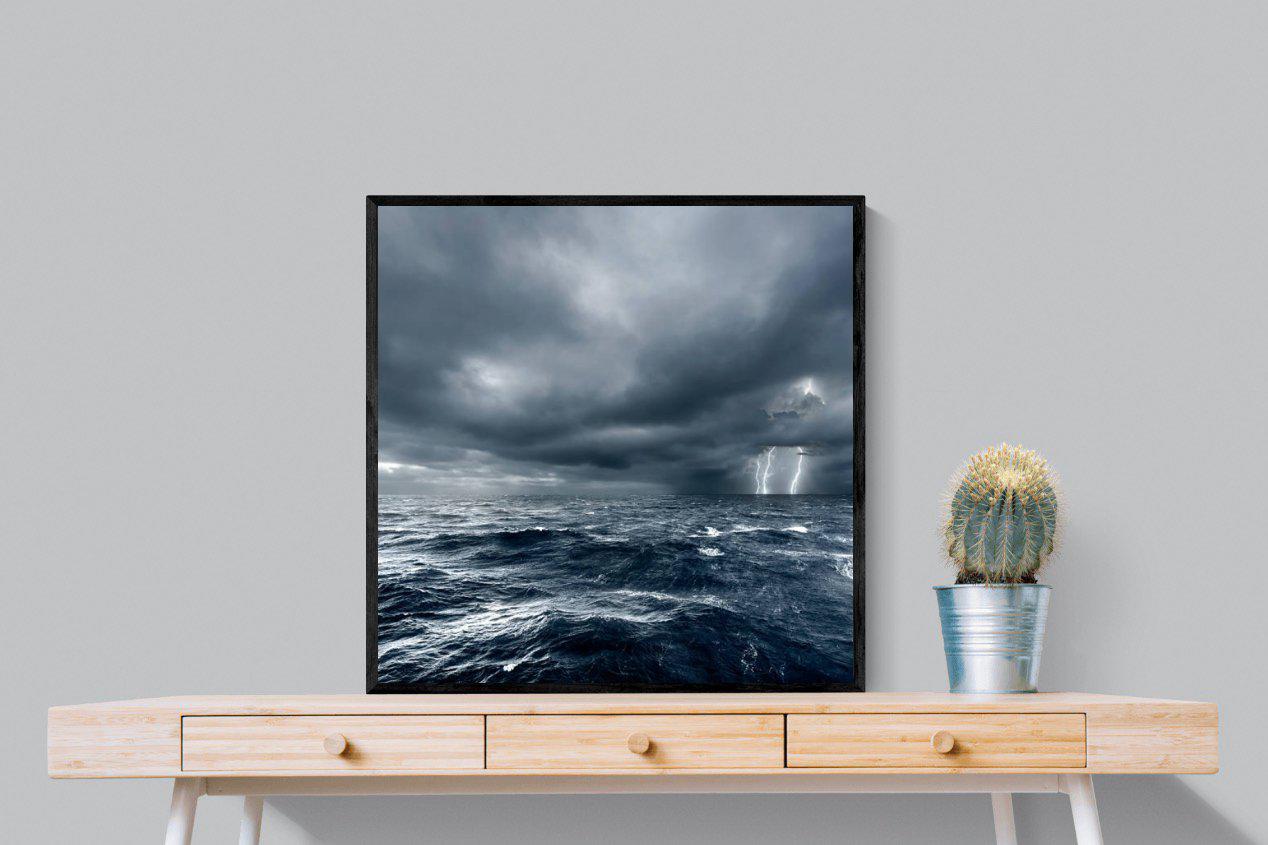 Fierce Ocean-Wall_Art-80 x 80cm-Mounted Canvas-Black-Pixalot