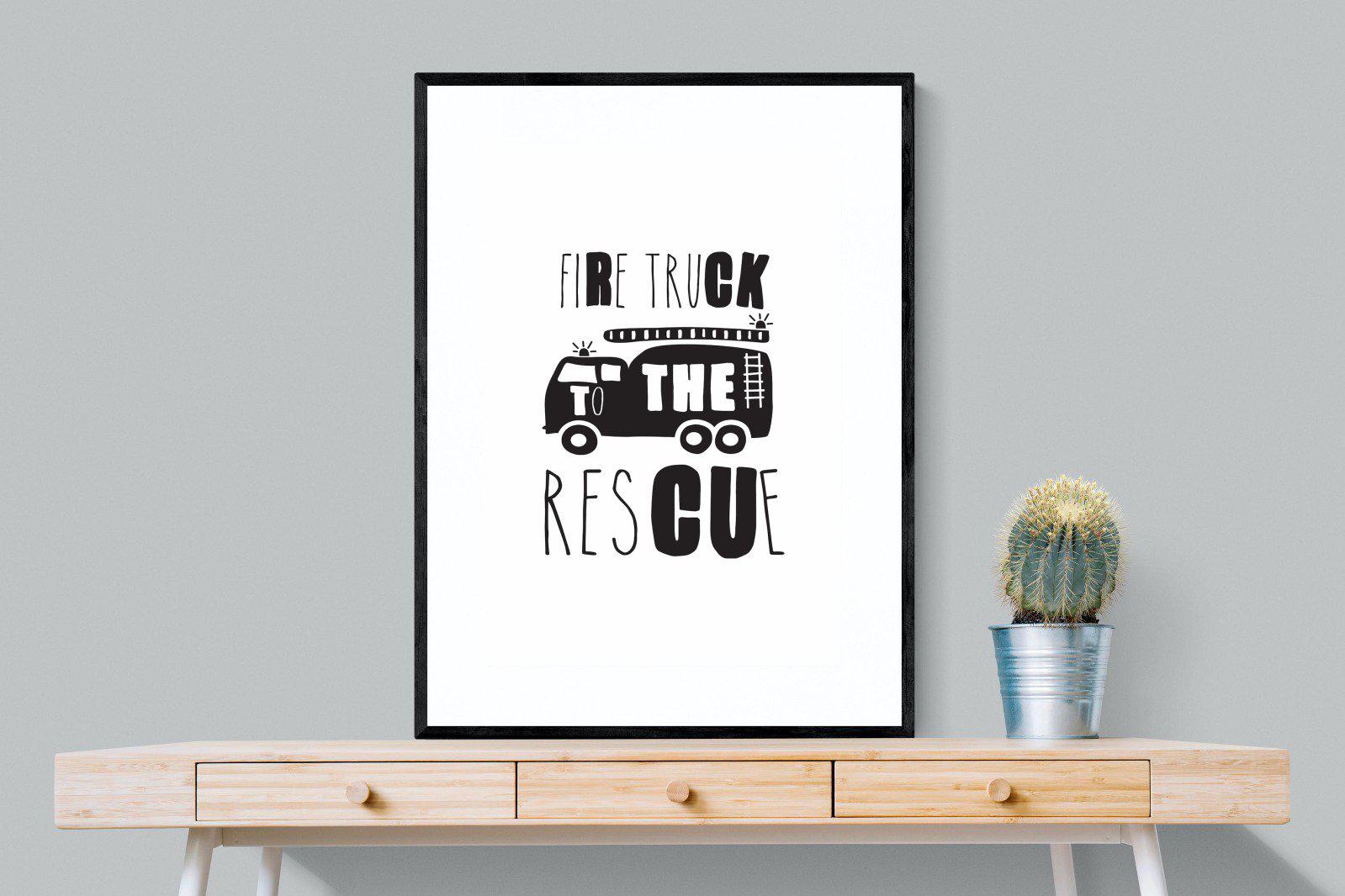 Fire Truck-Wall_Art-75 x 100cm-Framed Print-Black-Pixalot