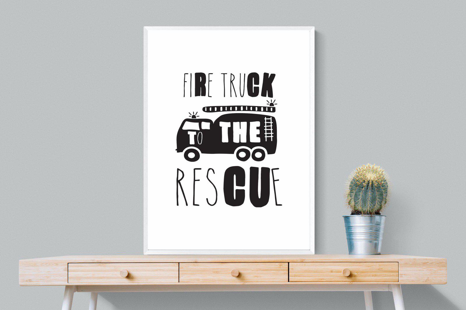 Fire Truck-Wall_Art-75 x 100cm-Mounted Canvas-White-Pixalot