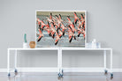 Flamingo Flight-Wall_Art-120 x 90cm-Mounted Canvas-White-Pixalot