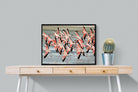 Flamingo Flight-Wall_Art-80 x 60cm-Mounted Canvas-Black-Pixalot
