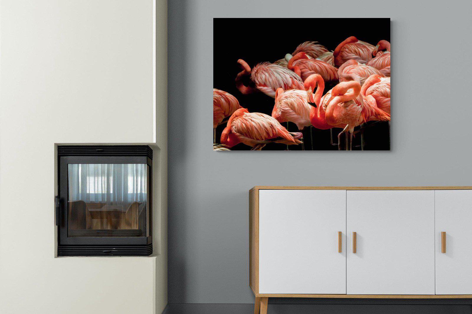 Flamingo Flock-Wall_Art-100 x 75cm-Mounted Canvas-No Frame-Pixalot