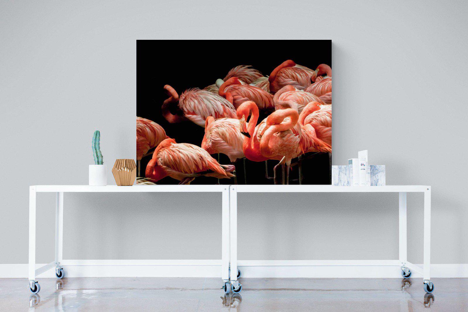 Flamingo Flock-Wall_Art-120 x 90cm-Mounted Canvas-No Frame-Pixalot
