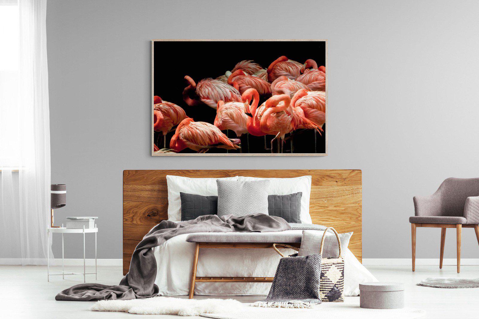 Flamingo Flock-Wall_Art-150 x 100cm-Mounted Canvas-Wood-Pixalot