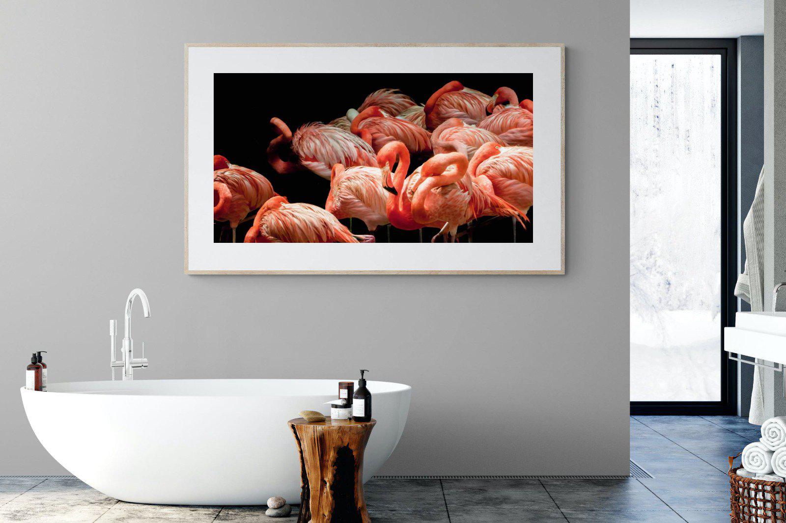 Flamingo Flock-Wall_Art-180 x 110cm-Framed Print-Wood-Pixalot