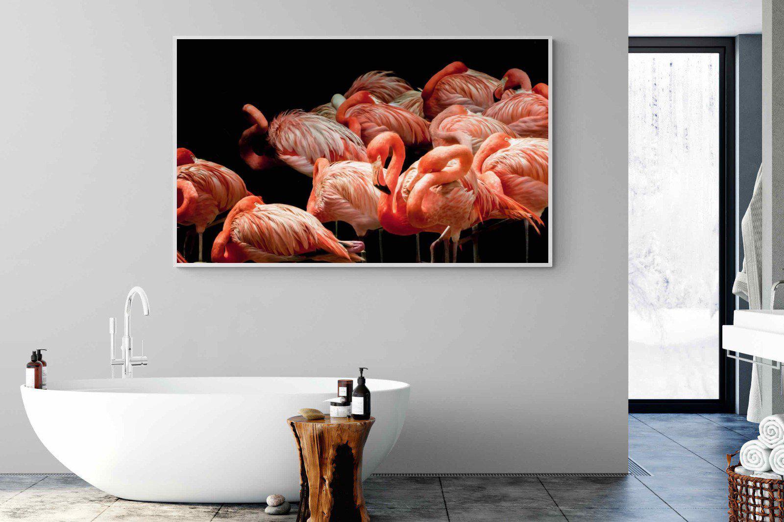 Flamingo Flock-Wall_Art-180 x 110cm-Mounted Canvas-White-Pixalot